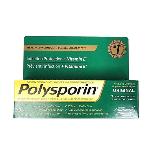 Product label for Polysporin Ointment Original (30 grams)