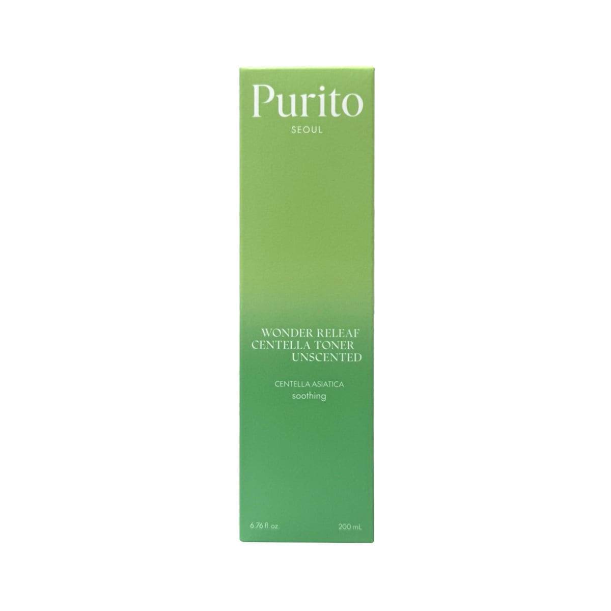 Product label for Purito Centella Unscented Toner (200 mL)