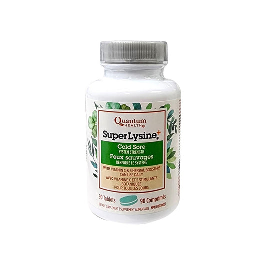 Product label for Quantum SuperLysine+ Cold Sore System Strength (90 tablets)