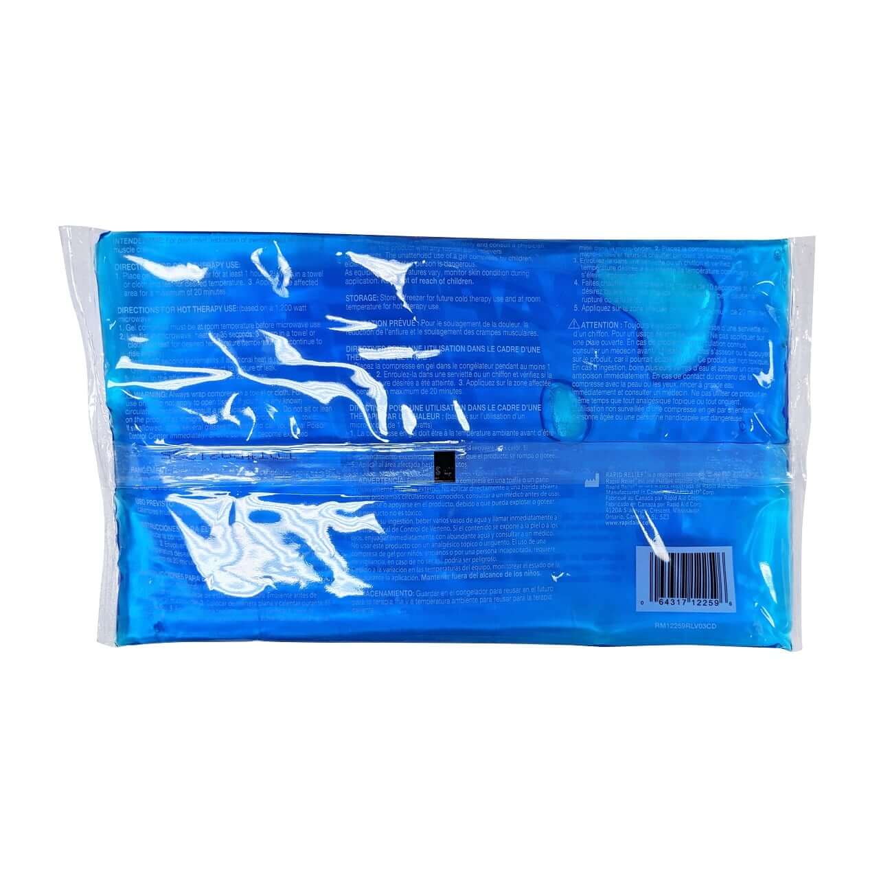 Directions and instructions for Rapid Relief Hot and Cold Reuseable Gel Pack (5.5" x 10")