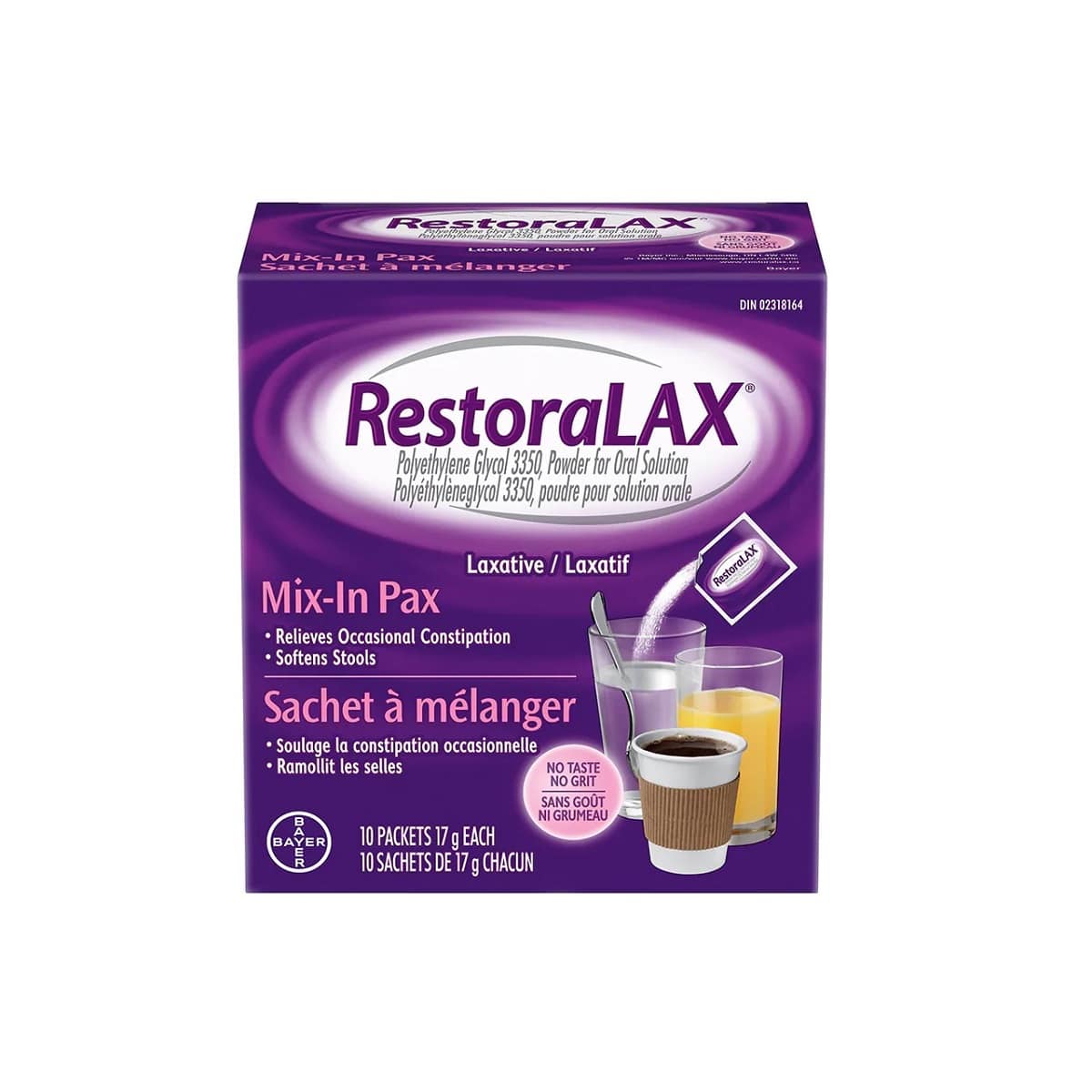 Product label for RestoraLAX Laxative Powder (170g, 10 doses)