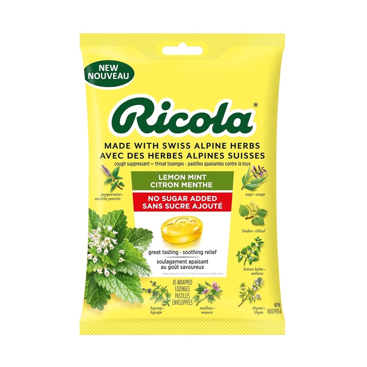 Ingredients Ricola Lemon Ricola Lemon Mint No Sugar Added (45 lozenges) – beyondRx.ca (by 99 ...