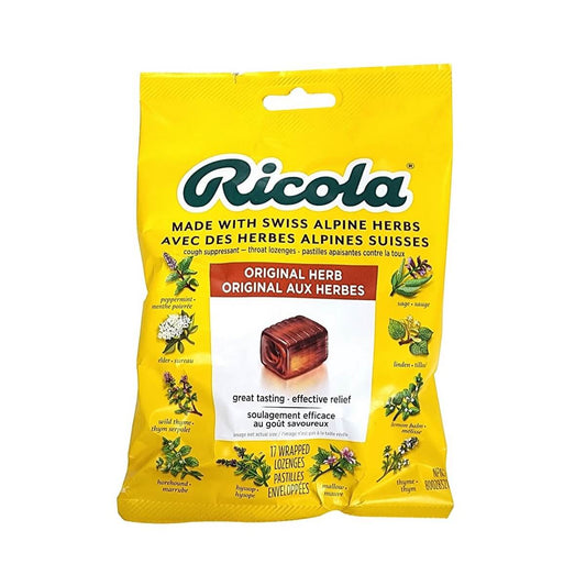 Product label for Ricola Original Herb (17 lozenges)