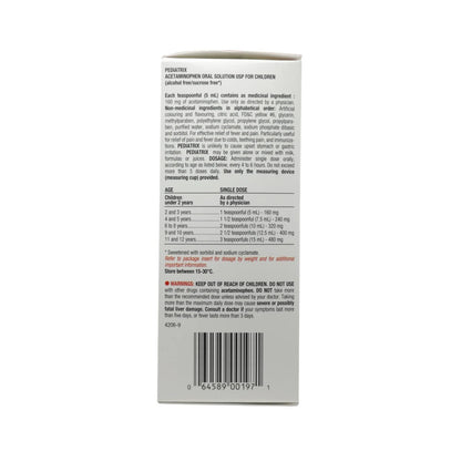 Dose, ingredients, warnings for Rougier Pediatrix Acetaminophen 160 mg / 5 mL Cherry Flavour (100 mL) EN