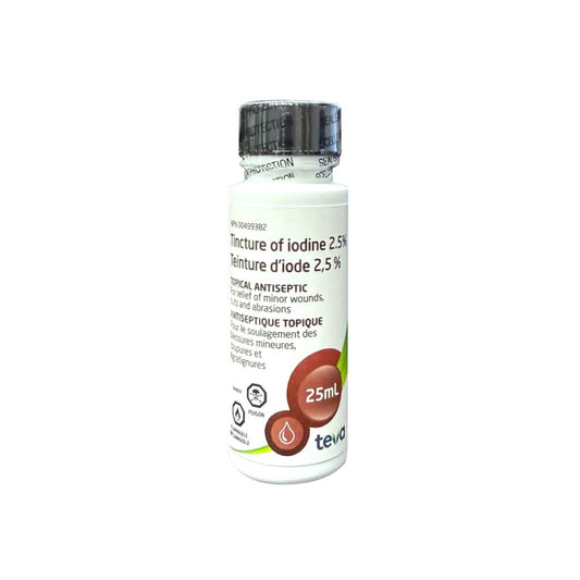 Product label for Rougier Pharma Iodine Tincture 2.5% (25 mL)