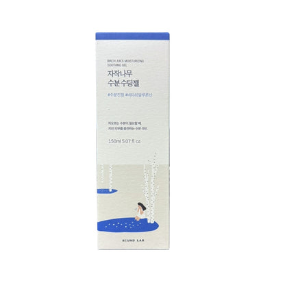 Product label for Round Lab Birch Juice Moisturizing Soothing Gel (150 mL)