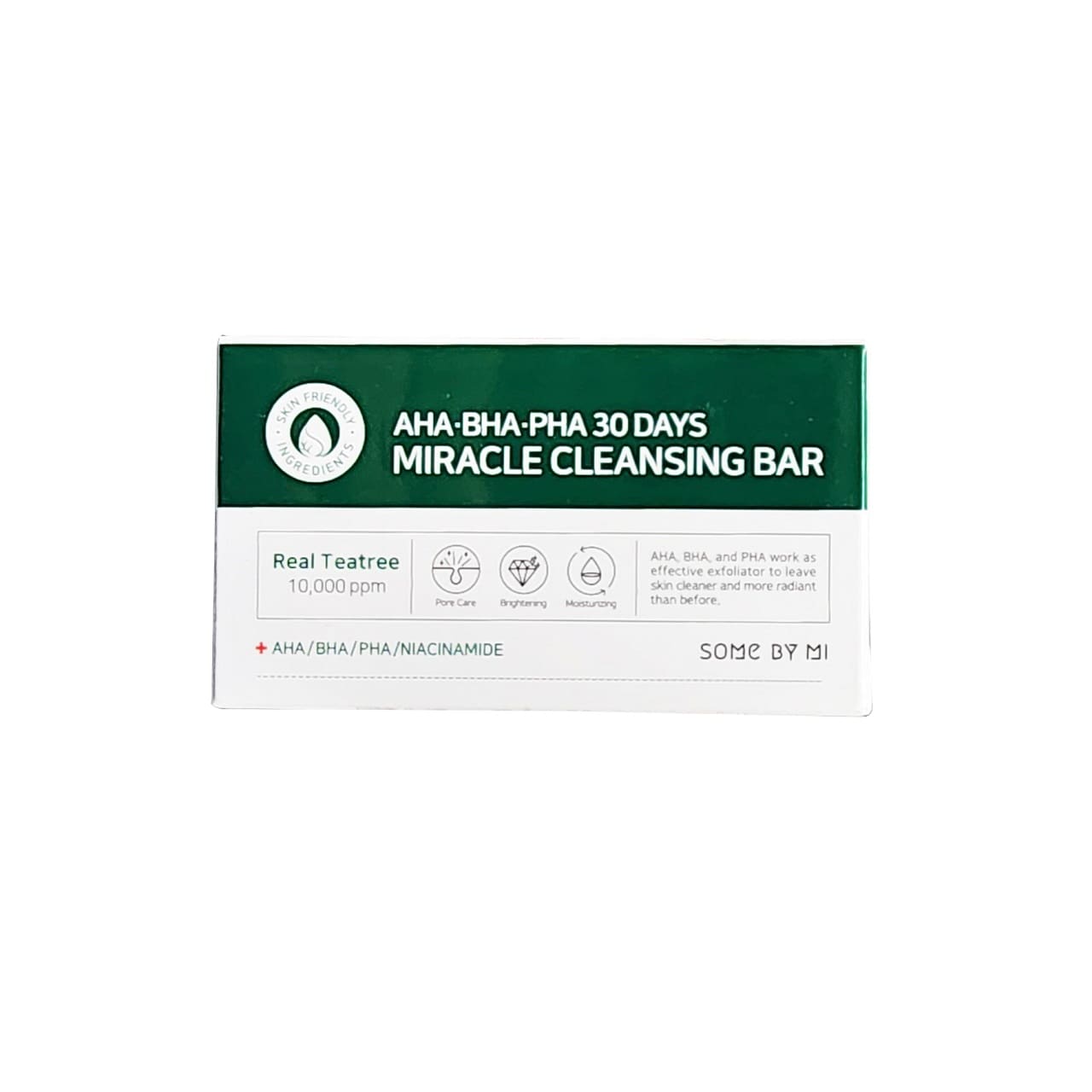 Product label for SOME BY MI AHA BHA PHA 30 Days Miracle Cleansing Bar (106 grams) 