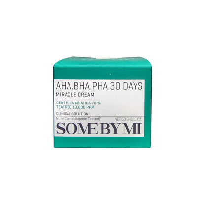 Product label for SOME BY MI AHA BHA PHA 30 Days Miracle Cream (60 mL)