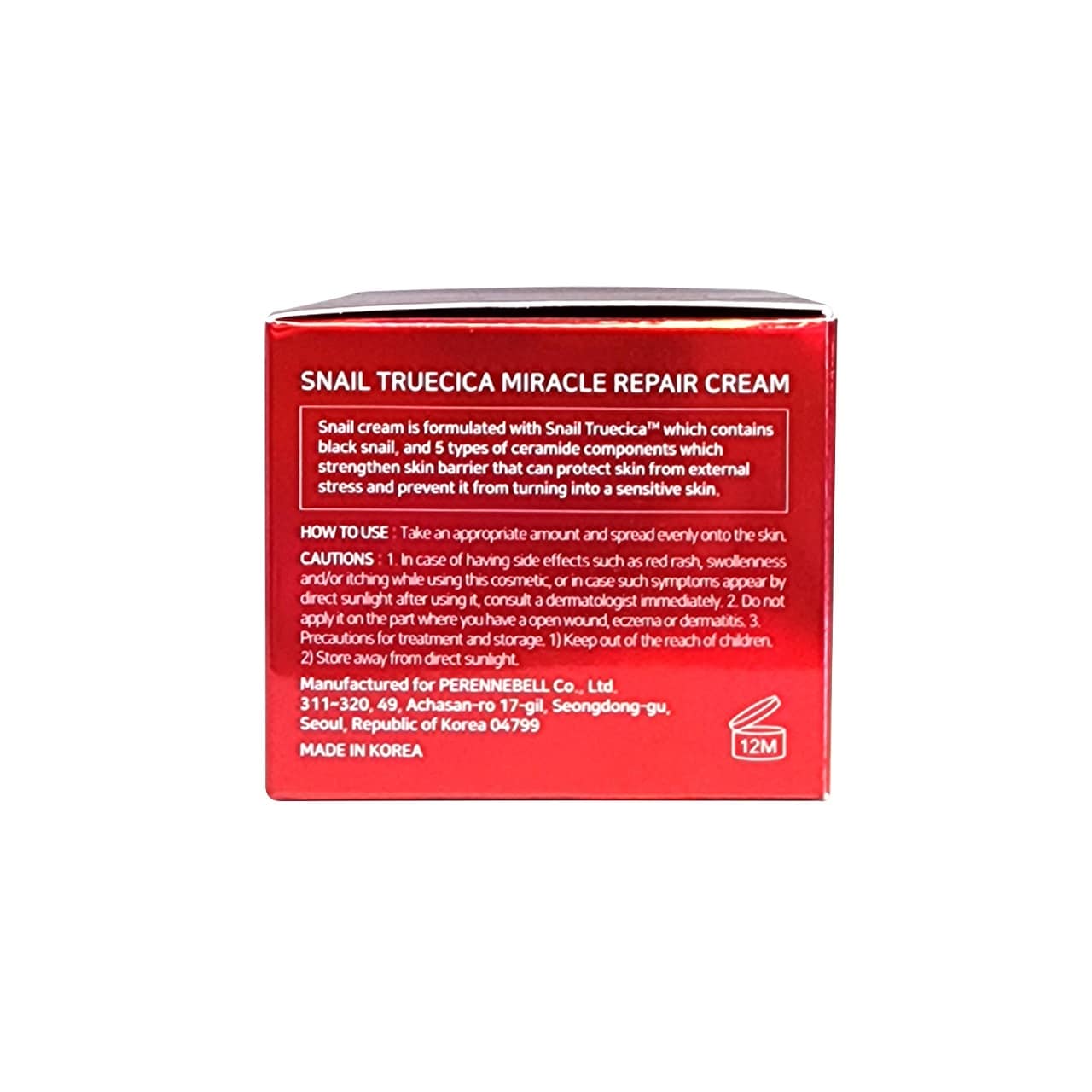 Description, how to use, cautions for SOME BY MI Snail Truecica Miracle Cream (60 mL) in English