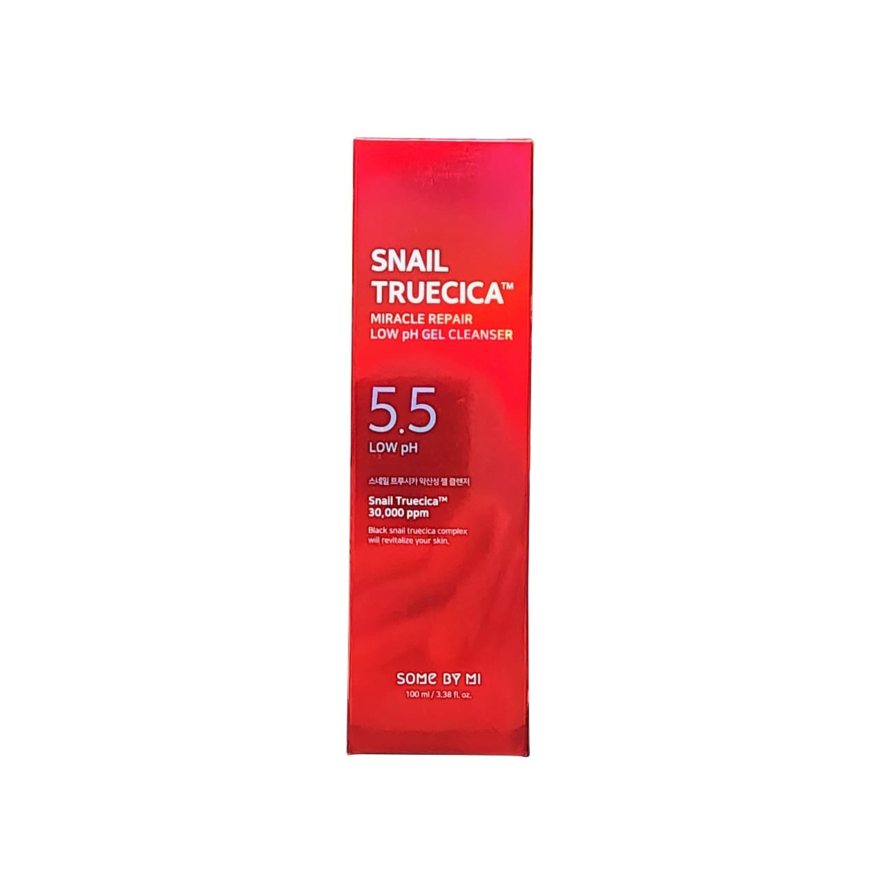 Product label for SOME BY MI Snail Truecica Miracle Low pH Gel Cleanser (100 mL)