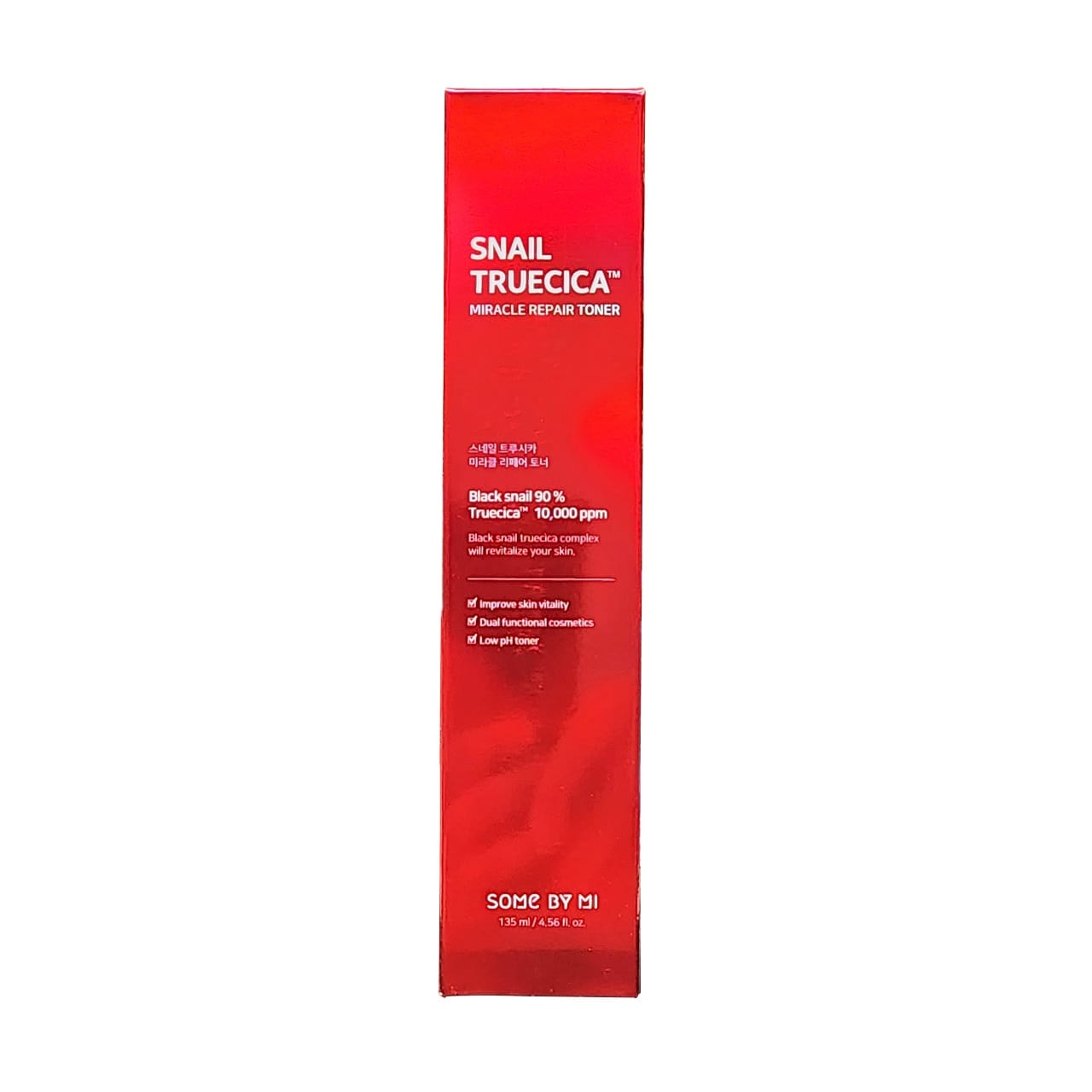 Product label for SOME BY MI Snail Truecica Miracle Toner (135 mL)