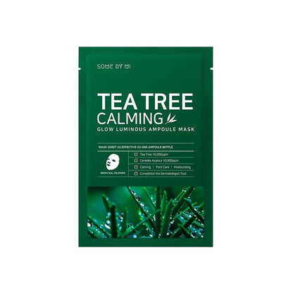Product label for SOME BY MI Tea Tree Calming Glow Luminous Ampoule Mask (1 sheet)