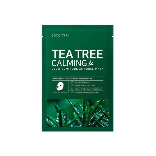 Product label for SOME BY MI Tea Tree Calming Glow Luminous Ampoule Mask (1 sheet)