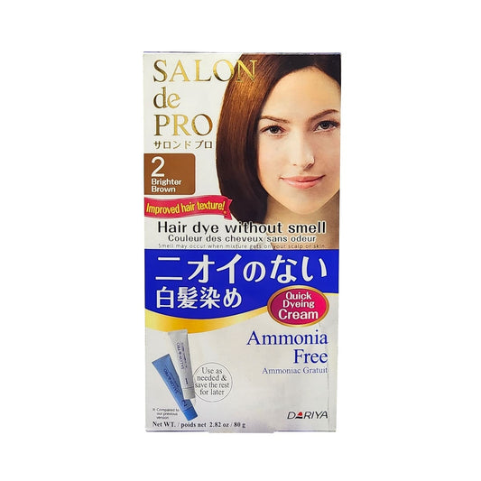 Product label for Salon de Pro Hair Dye without Smell #2 Brighter Brown