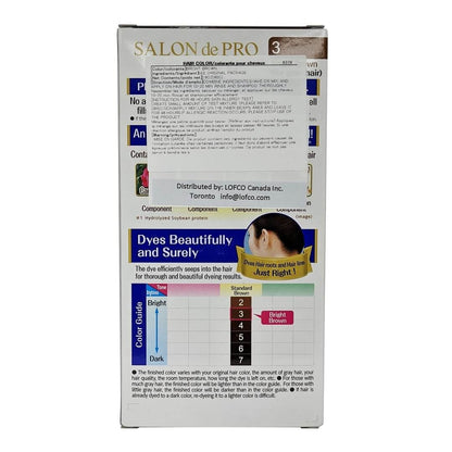 Product description for Salon de Pro Hair Dye without Smell #3 Bright Brown