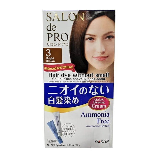 Product label for Salon de Pro Hair Dye without Smell #3 Bright Brown