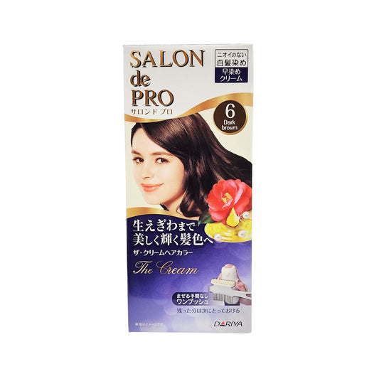 Product label for Salon de Pro The Cream #6 Dark Brown