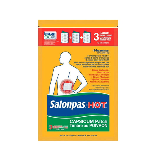 Label for Salonpas Hot Capsicum Patch 13 cm x 18 cm (3 patches)