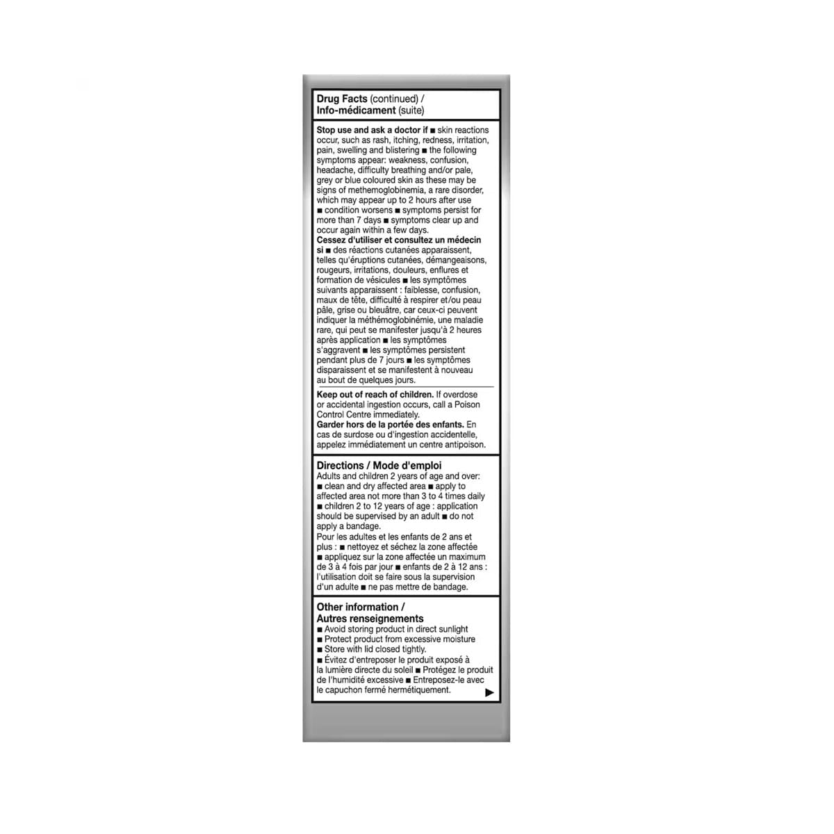 Warnings and directions for Salonpas Pain Relieving Cream (85 grams)