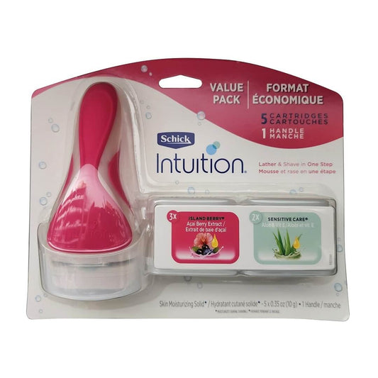 Product label for Schick Intuition for Women (1 Razor 5 Cartridges) 