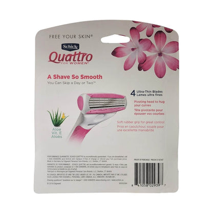 Description for Schick Quattro for Women (1 Razor 7 Cartridges)