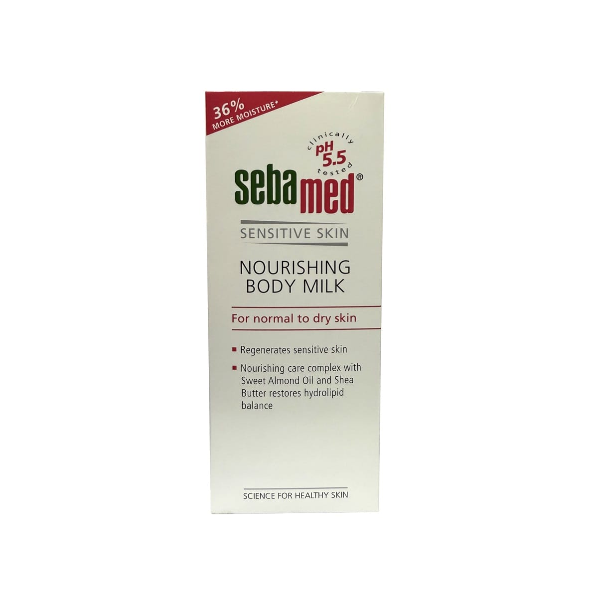 Product label for Sebamed Body-Milk (200 mL) in English