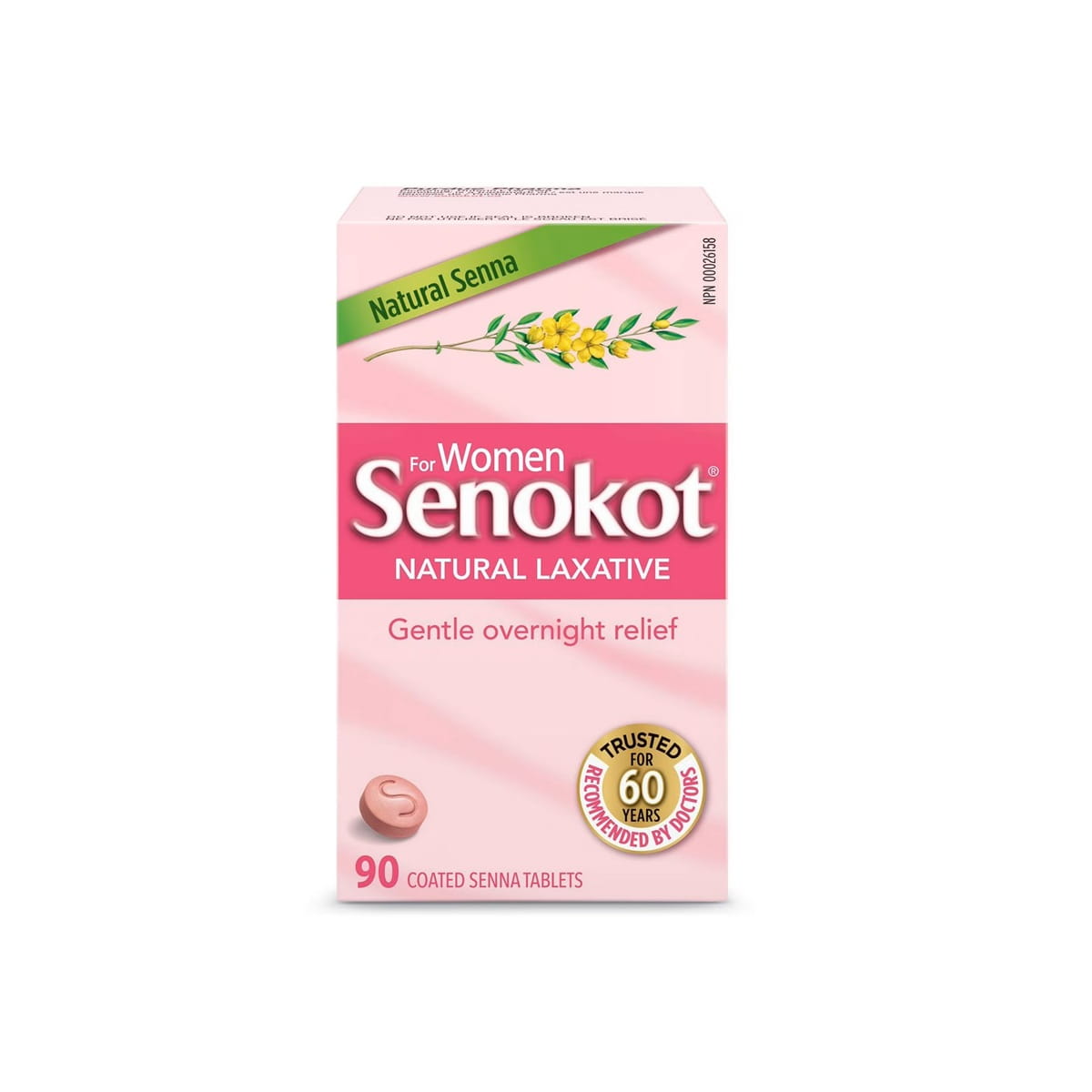 Product label for Senokot for Women Natural Laxative Tablets (90 tablets) EN