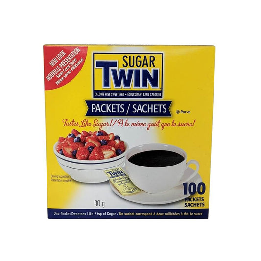 Product label for Sugar Twin Calorie Free Sweetener 100 packs