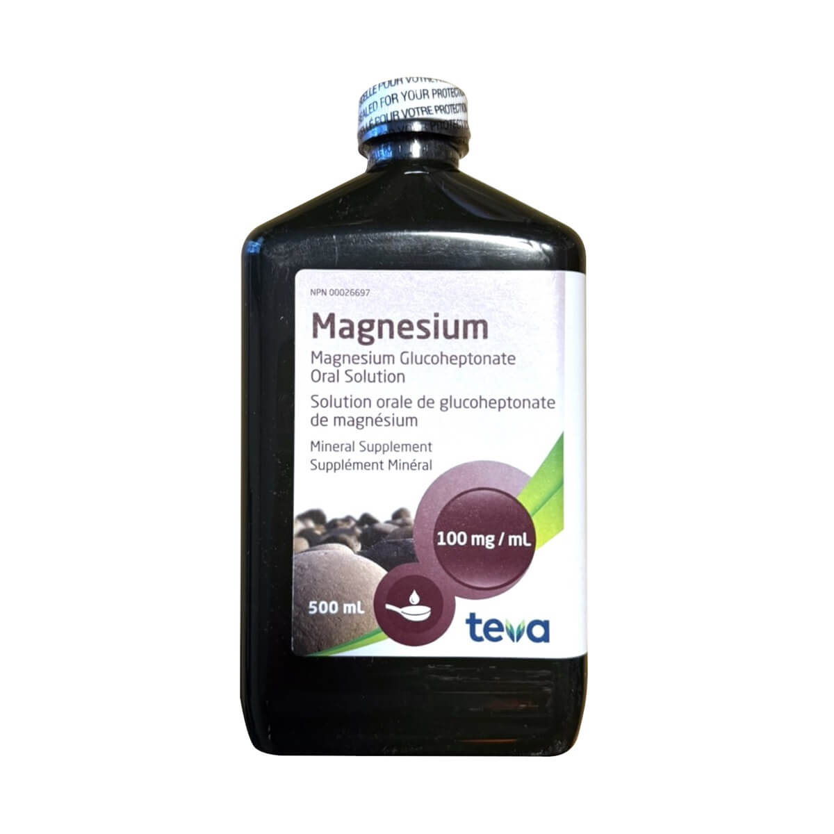 Product label for Teva Magnesium Liquid (500 mL)