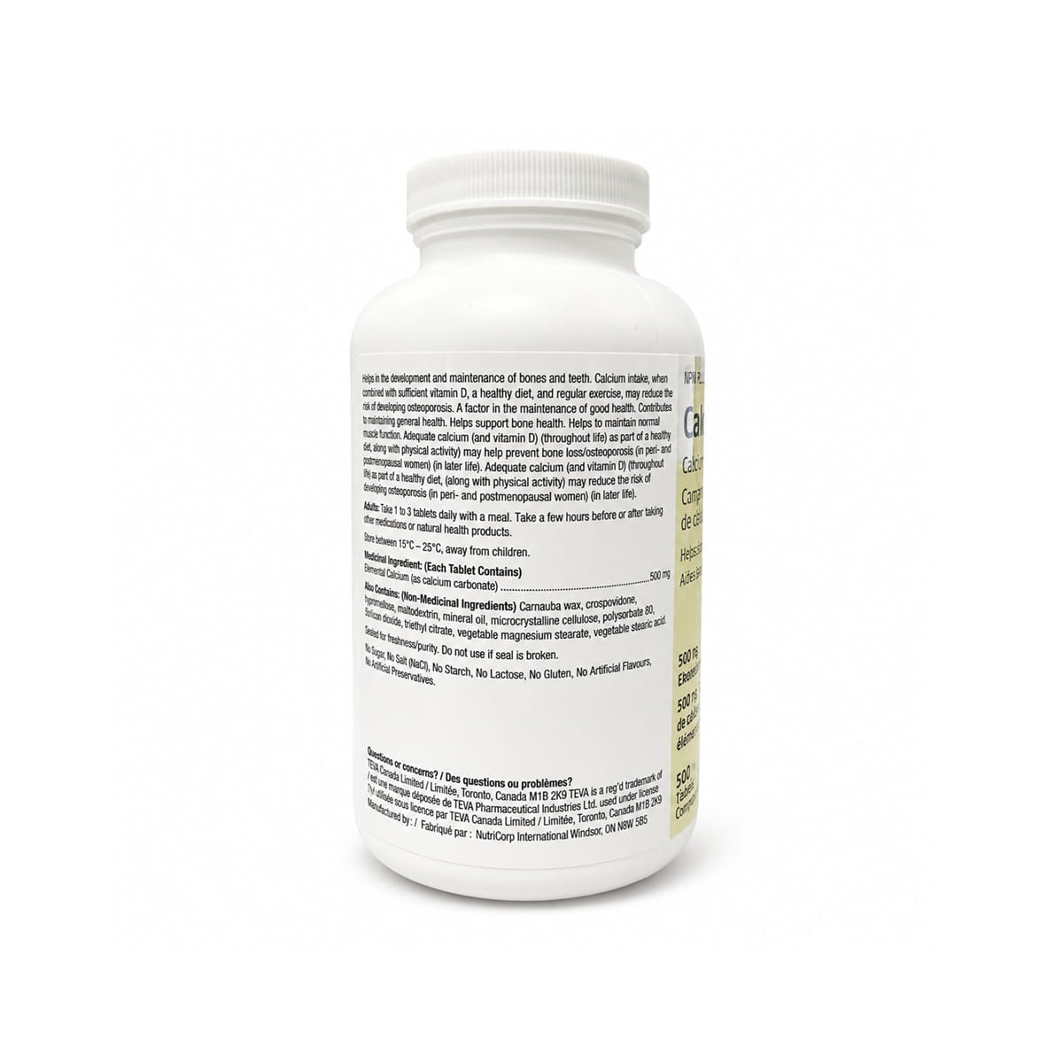 Description, directions, ingredients for Teva Calcium 500 mg (500 tablets) EN