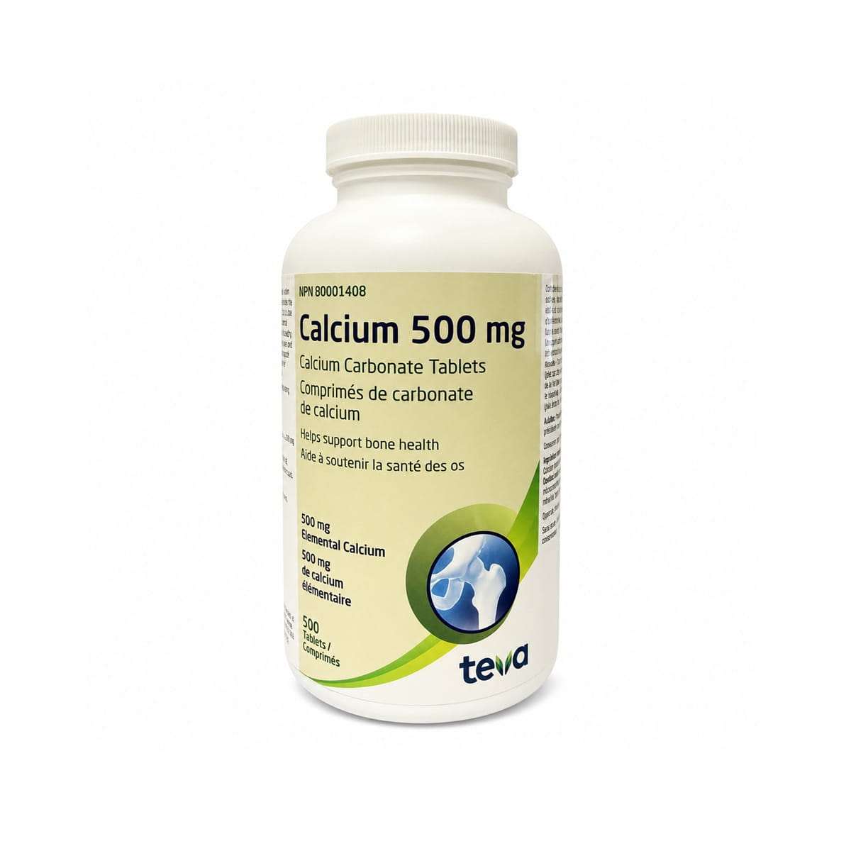 Product label for Teva Calcium 500 mg (500 tablets) EN