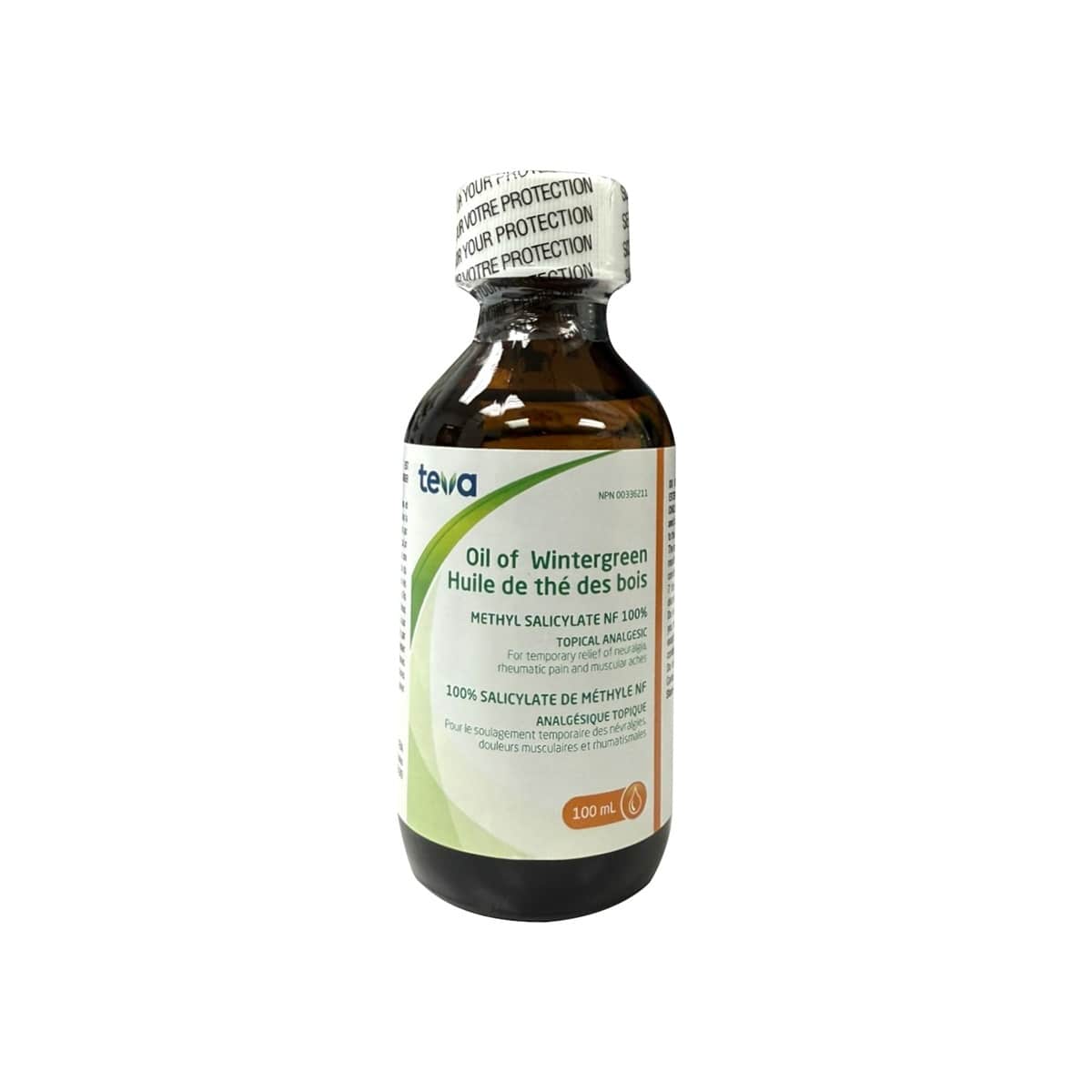 Product label for Teva Pharma Wintergreen Oil (100 mL)
