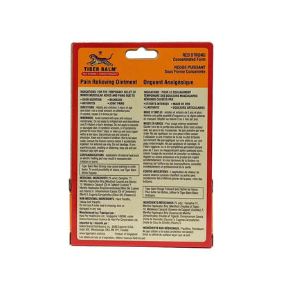 Indications, directions, warnings, ingredients for Tiger Balm Red Strong Pain Relieving Ointment (18 grams)