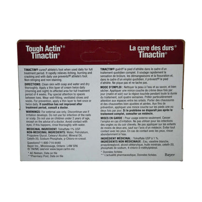 Description, directions, warnings, ingredients for Tinactin Antifungal Cream (Tolnaftate 1%) (15 grams)