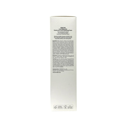 Ingredients, directions, cautions for Torriden Dive-In Low Molecular Hyaluronic Acid Cleansing Foam (150 mL) in English