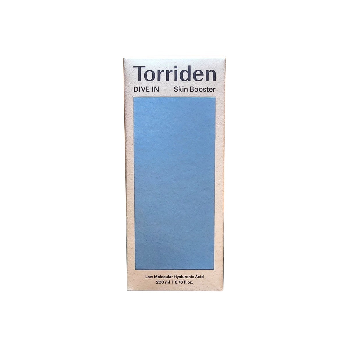 Product label for Torriden Dive-In Low Molecular Hyaluronic Acid Skin Booster (200 mL)