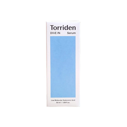 Product label for Torriden Dive-In Molecular Hyaluronic Acid Serum (50 mL)