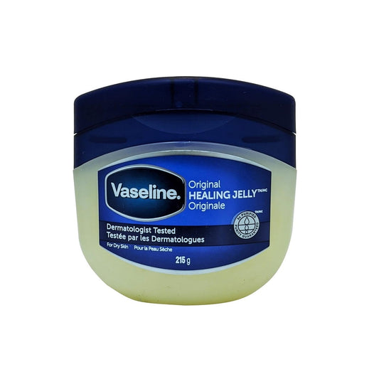Product label for Vaseline Petroleum Jelly Original 215g