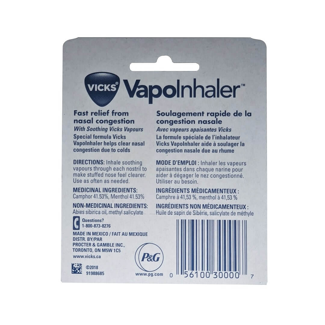 Directions and ingredients for Vick's VapoInhaler (0.2 mL)