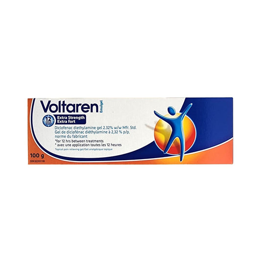 Product label for Voltaren Emulgel Extra Strength Gel (100g)