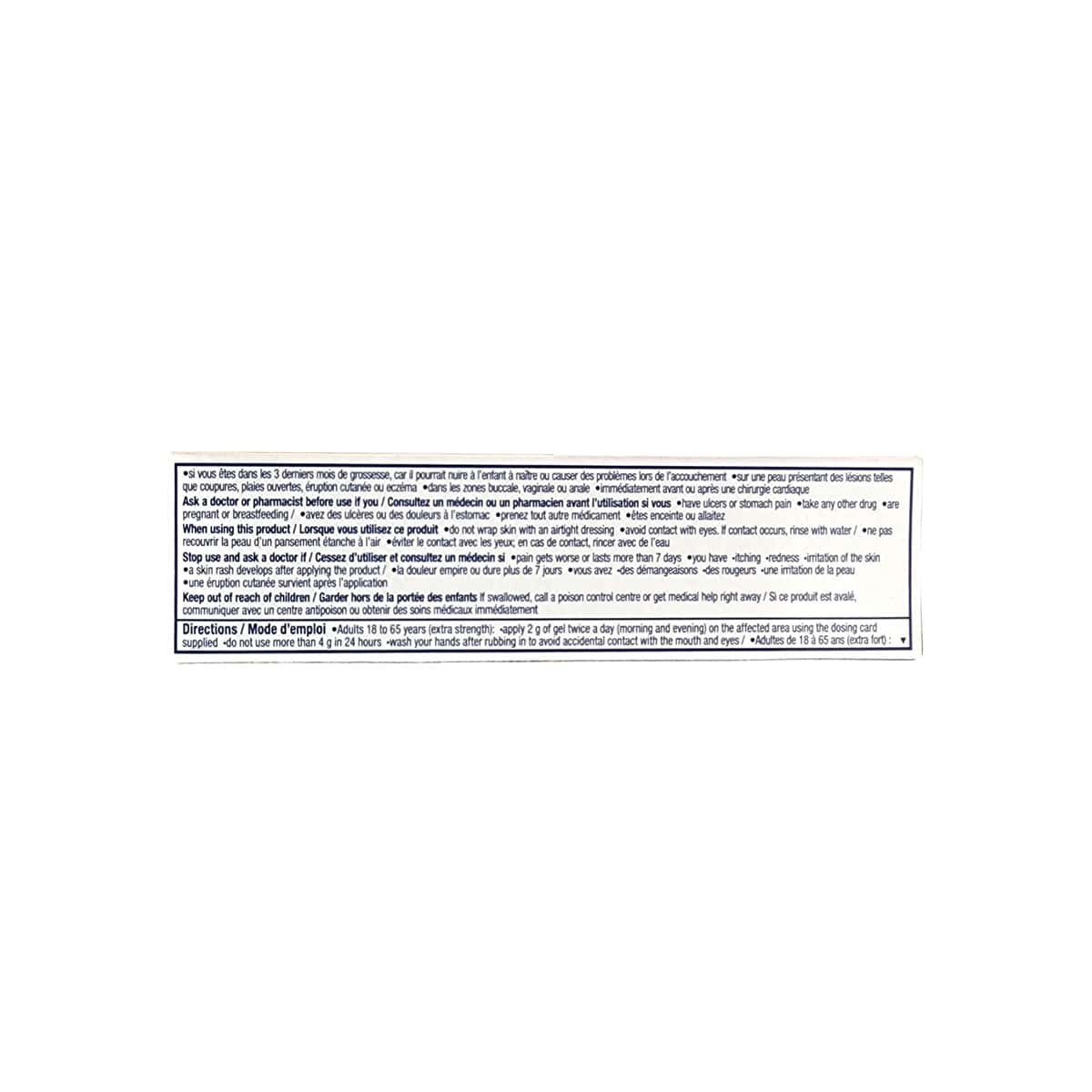 Warnings and directions for Voltaren Emulgel Extra Strength Gel (30g)