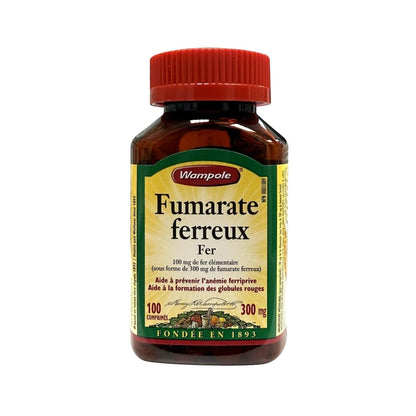 Product label for Wampole Ferrous Fumarate 300mg (100 Tablets) in French