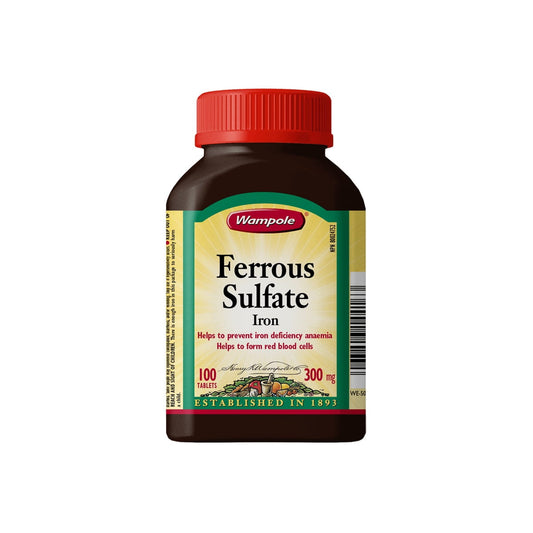 Bottle for Wampole Ferrous Sulfate 300mg (100 Tablets) in English