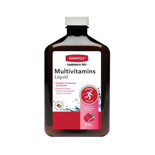 Product label for Wampole Multivitamins Liquid (350 mL) in English