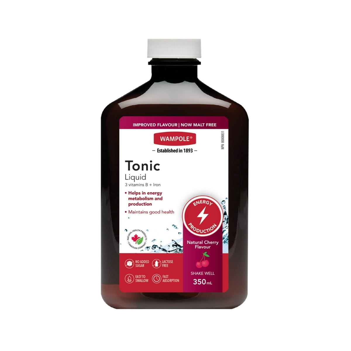 Product label for Wampole Tonic Liquid (350 mL) in English