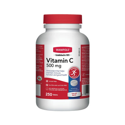 Product label for Wampole Vitamin C 500mg (250 tablets) EN