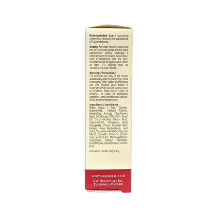Uses, dosing, warnings, and ingredients for Zax's Original Facial Redness Cream (28 grams) in English