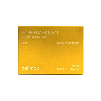 Product label for celimax Pore+Dark Spot Brightening Pad (40 pads)