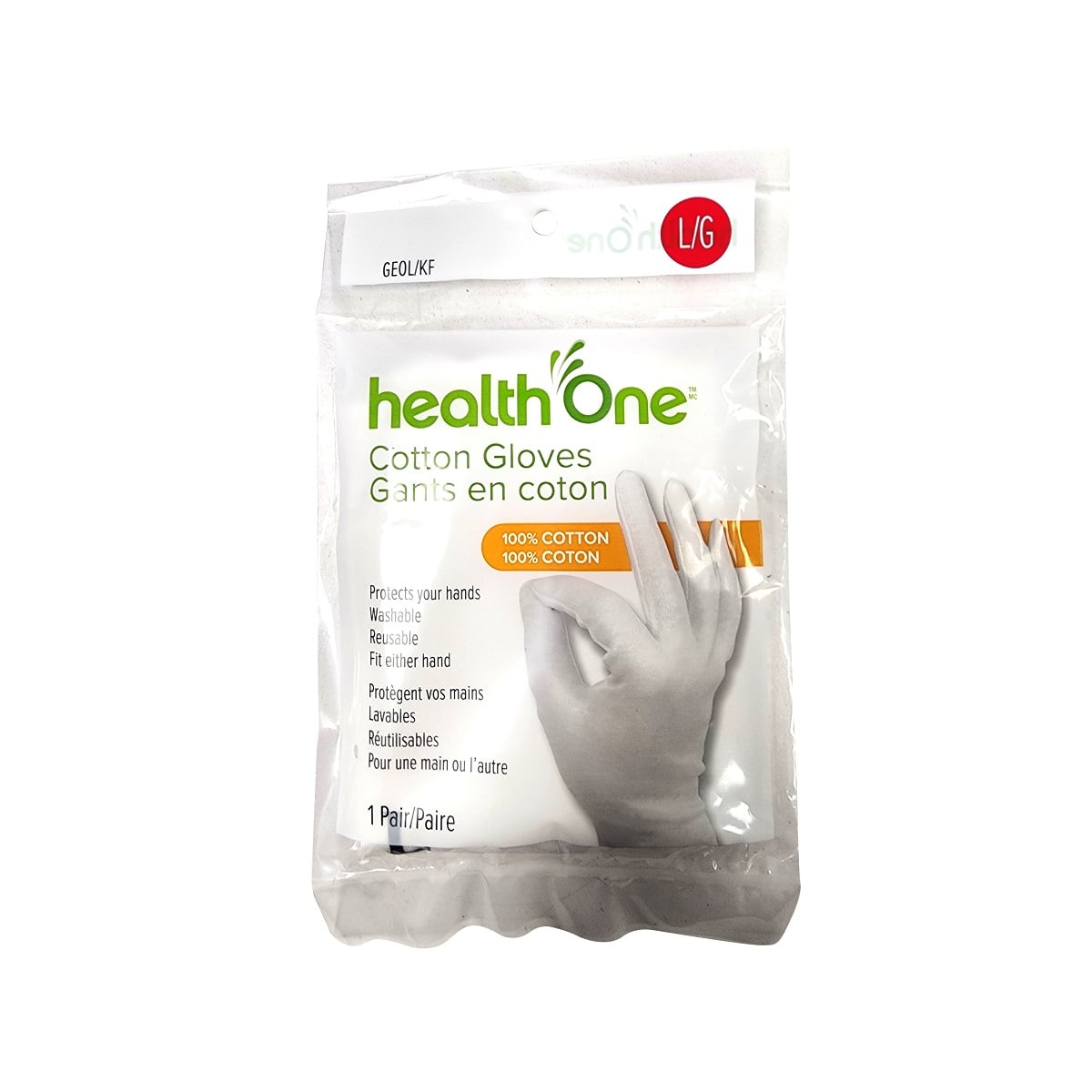 Product label for health One Cotton Gloves (Large Size)