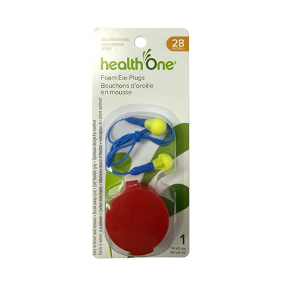 Product label for health One Foam Ear Plugs for Up to 28 Decibels (1 pair)